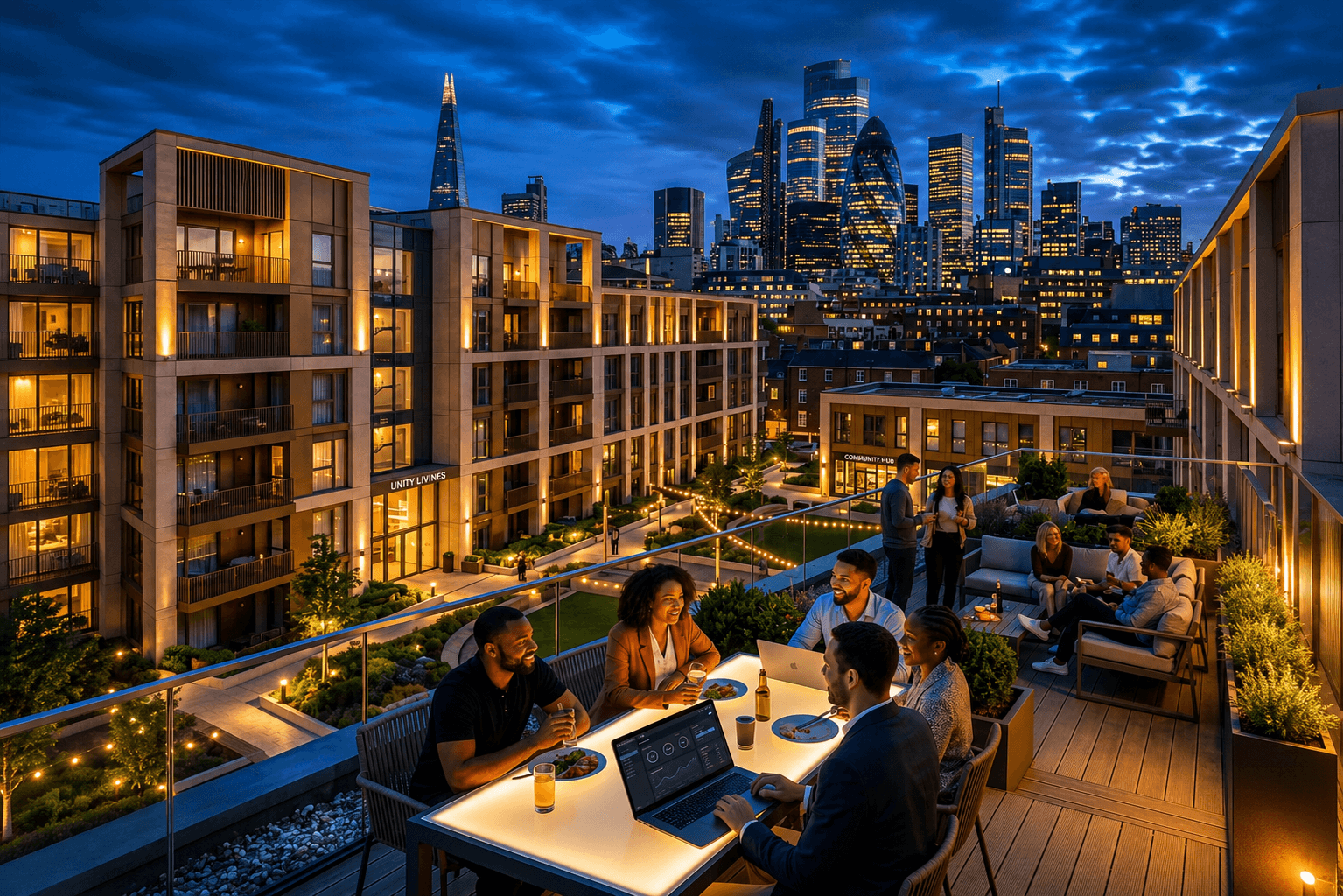 Modern urban apartment complex